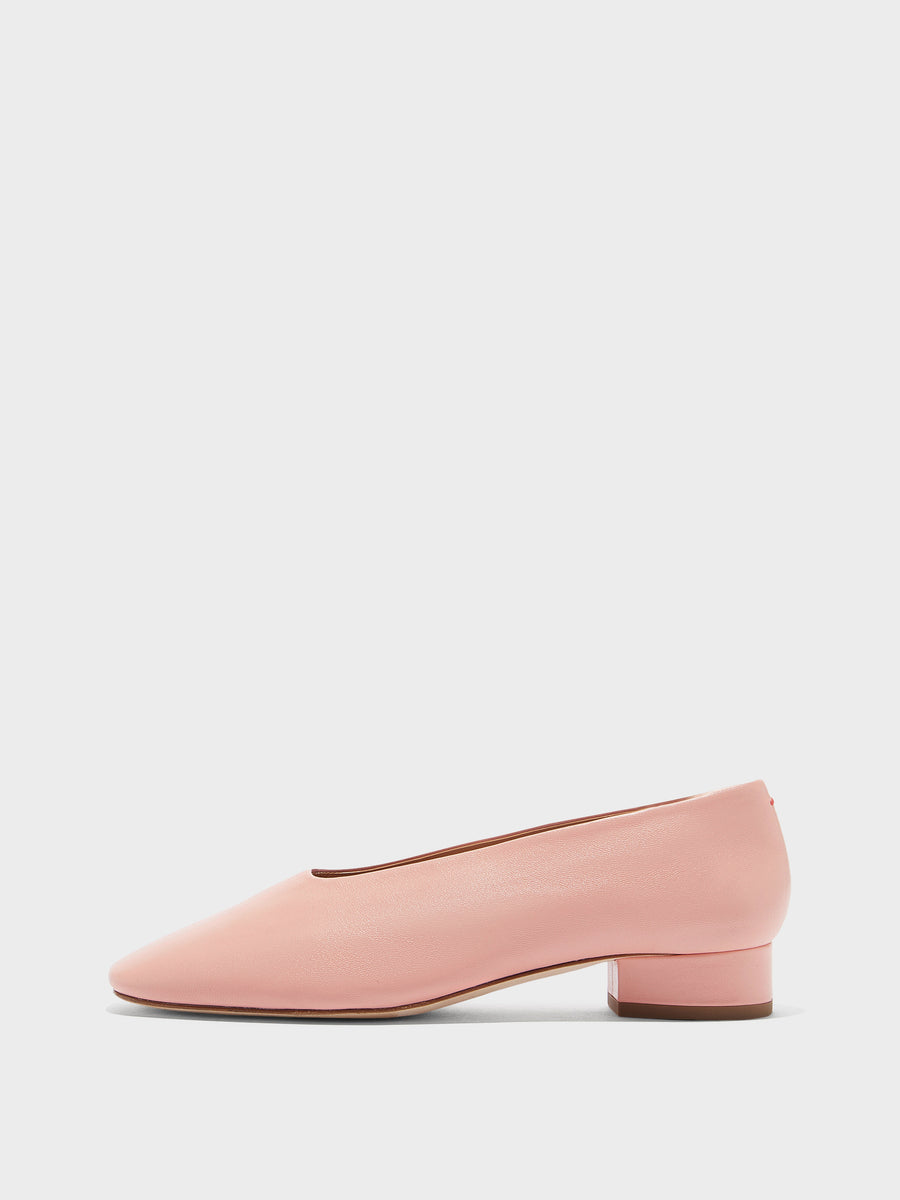 Aeyde | Delia Leather Flats for Women | Dusty Pink Nappa | Round Toe | Low Heel | Side View