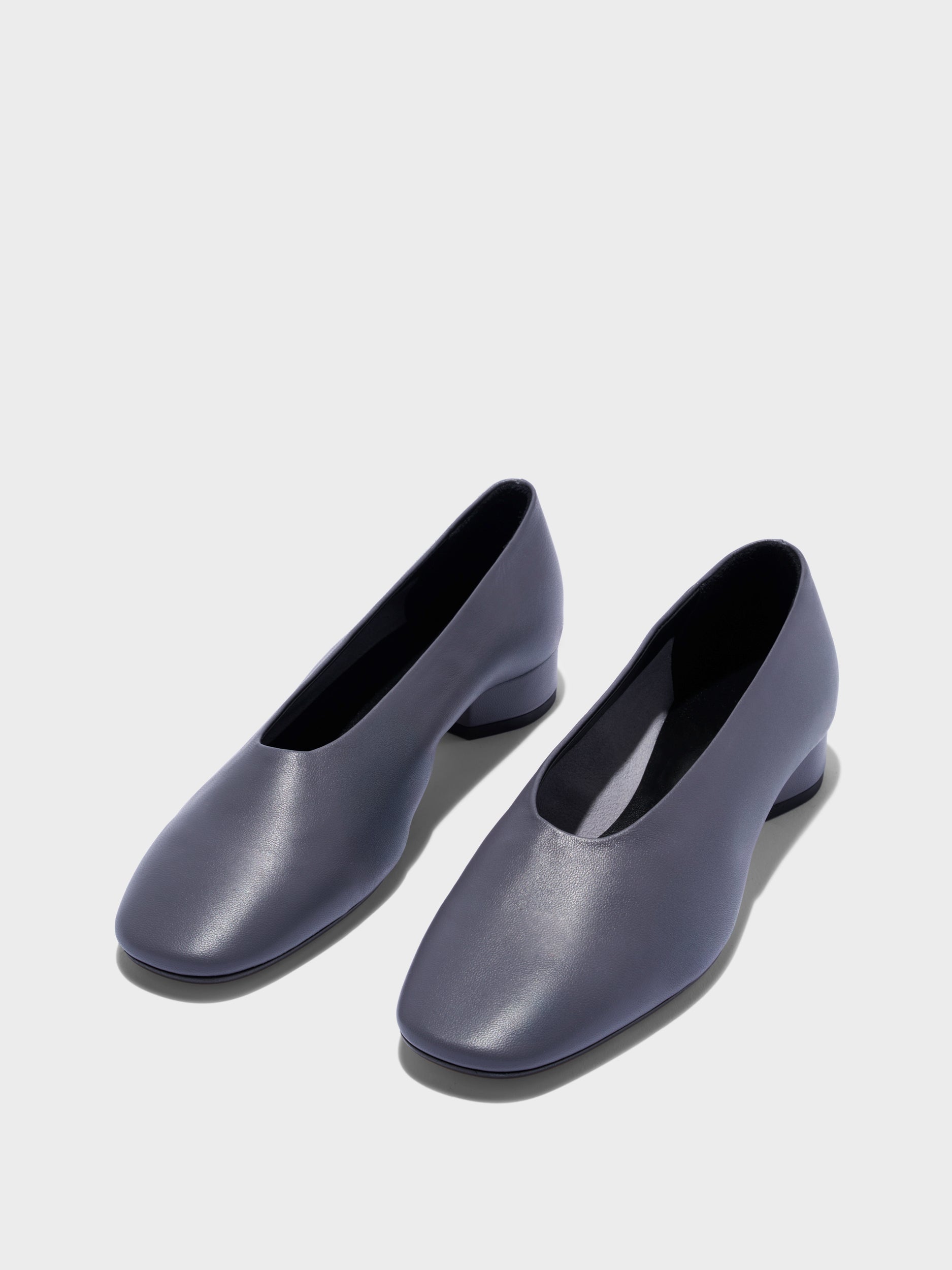 Aeyde | Delia Low-Heeled Ballet Pumps Leather Flats for Women | Dusty Purple Nappa | Round Toe | Low Heel | Luxury Materials | Handmade in Italy