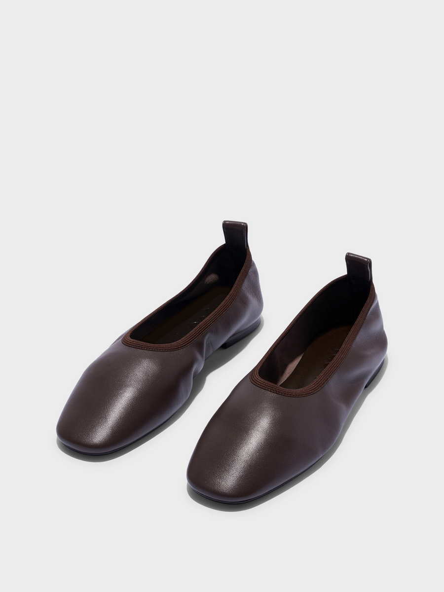 Aeyde | Dex Leather Flats Leather Flats for Women | Moka Nappa | Round Toe | Flat Heel | Luxury Materials | Handmade in Italy