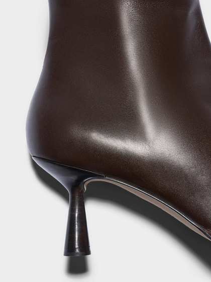Aeyde | Dorothy Leather Ankle Boots Leather Ankle Boots for Women | Moka Calf | Round Toe | Mid Heel | Heel Details