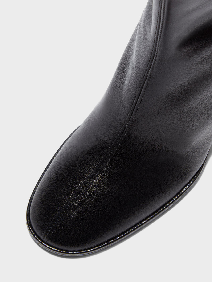 Aeyde | Dorothy Leather Ankle Boots for Women | Black Nappa | Round Toe | Mid Heel | Luxury Materials | Handmade in Italy