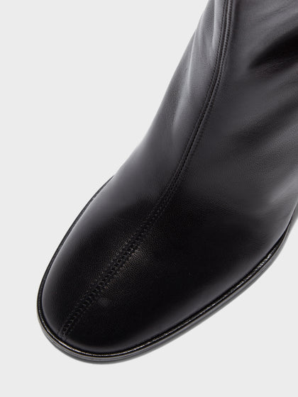 Aeyde | Dorothy Leather Ankle Boots for Women | Black Nappa | Round Toe | Mid Heel | Luxury Materials | Handmade in Italy