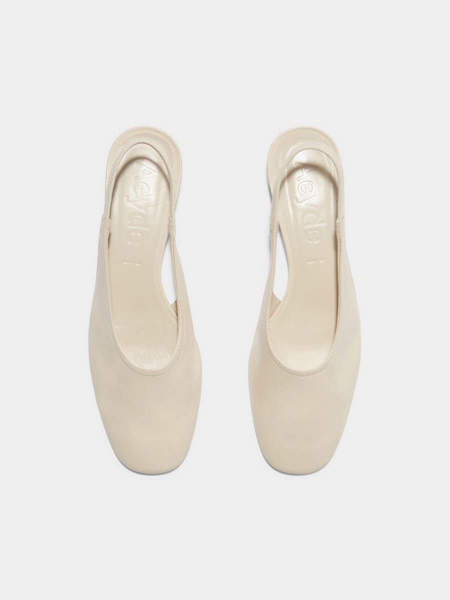 Aeyde | Dua Leather Flats for Women | Creamy Nappa | Round Toe | Low Heel | Front View