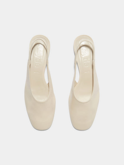 Aeyde | Dua Leather Flats for Women | Creamy Nappa | Round Toe | Low Heel | Front View