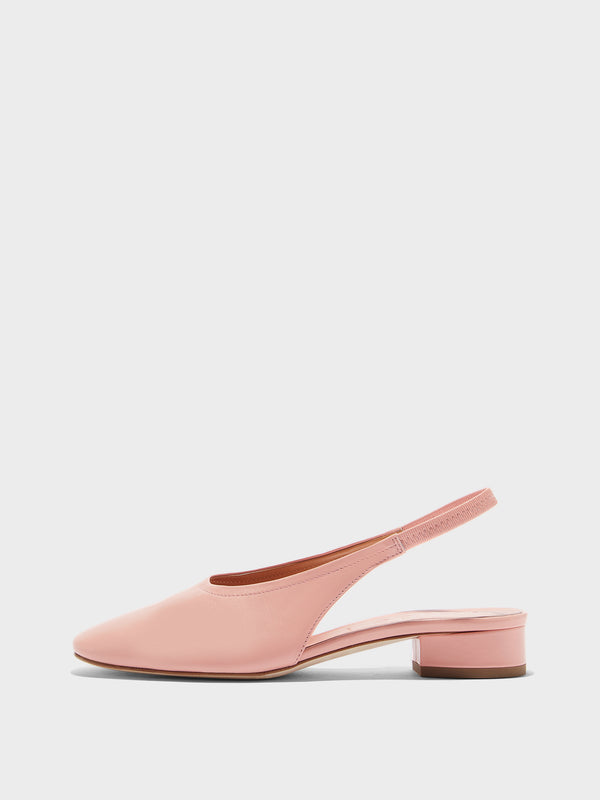 Aeyde | Dua Leather Flats for Women | Dusty Pink Nappa | Round Toe | Low Heel | Side View