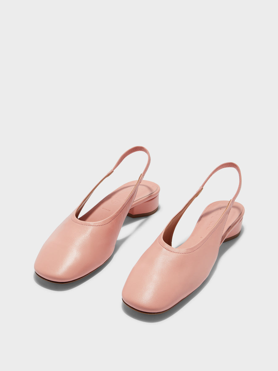 Aeyde | Dua Leather Flats for Women | Dusty Pink Nappa | Round Toe | Low Heel | Luxury Materials | Handmade in Italy
