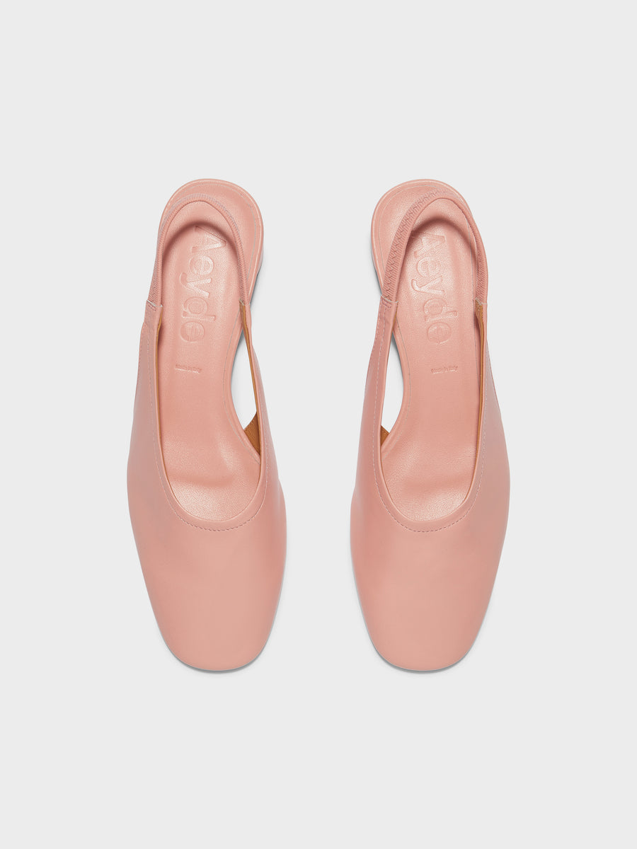 Aeyde | Dua Leather Flats for Women | Dusty Pink Nappa | Round Toe | Low Heel | Front View