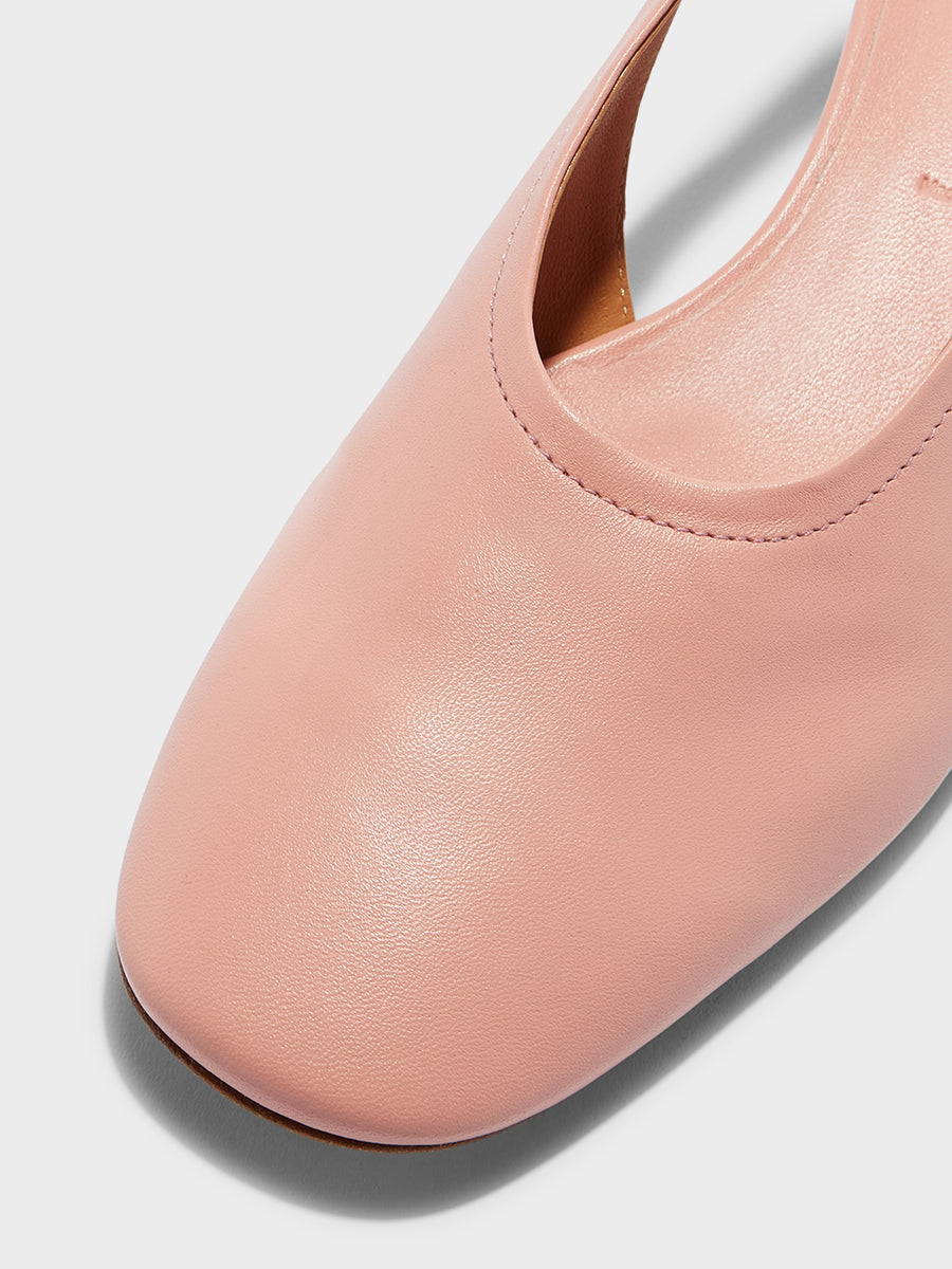 Aeyde | Dua Leather Flats for Women | Dusty Pink Nappa | Round Toe | Low Heel | Heel Details