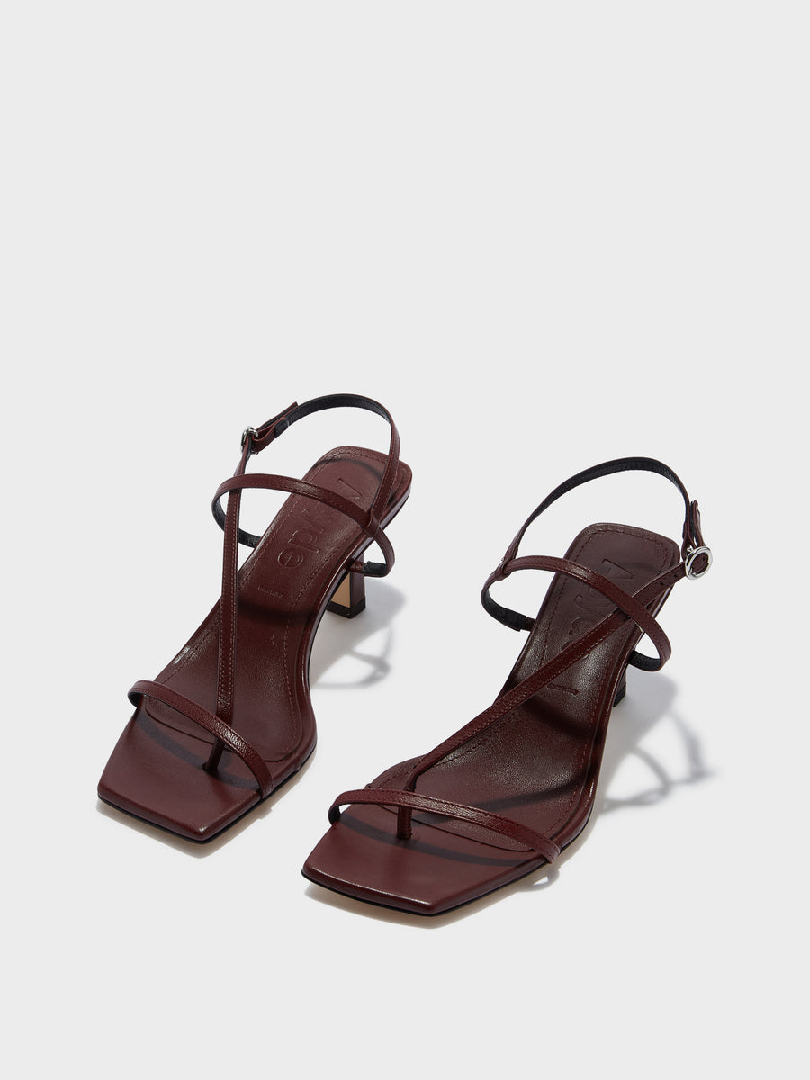Aeyde | Elise Leather Heeled Sandals for Women | Port Nappa | Square Toe | Mid Heel | Luxury Materials | Handmade in Italy