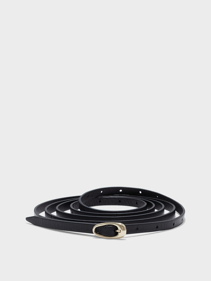 Aeyde | Ellie Double-Wrap Leather Belt Leather Belt for Women | Black/Gold | Luxury Materials | Handmade in Italy