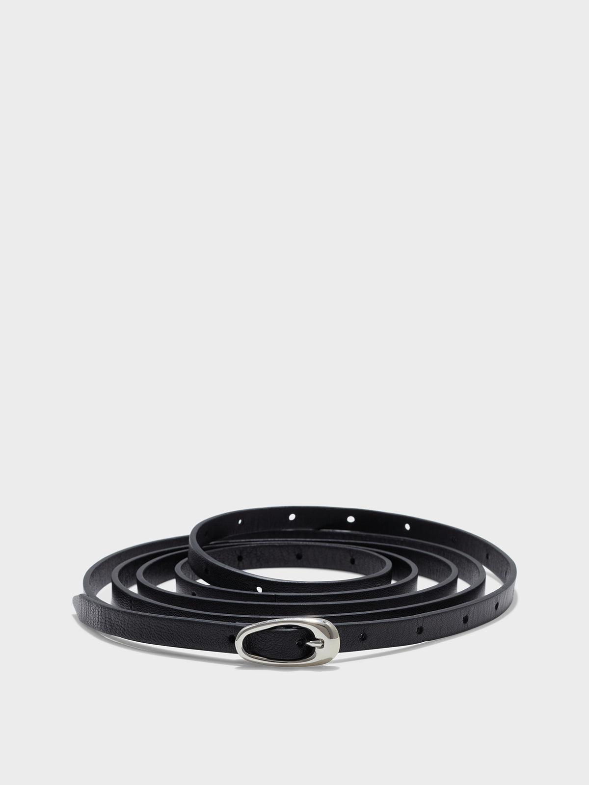 Aeyde | Ellie Double-Wrap Leather Belt Leather Belt for Women | Black/Silver | Luxury Materials | Handmade in Italy