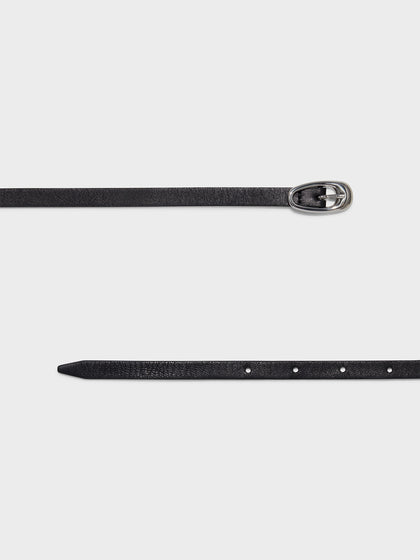 Aeyde | Ellie Double-Wrap Leather Belt Leather Belt for Women | Black/Silver | Luxury Materials | Handmade in Italy | Material Details