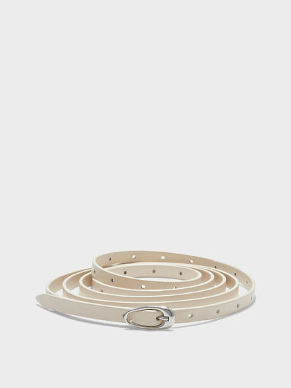Aeyde | Ellie Double-Wrap Leather Belt Leather Belt for Women | Creamy/Silver | Luxury Materials | Handmade in Italy
