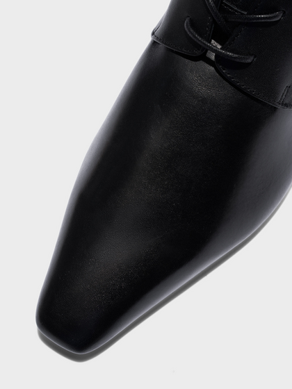 Aeyde | Elva Leather Ankle Boots Leather Ankle Boots for Women | Black Calf | Square Toe | Low Heel | Front View