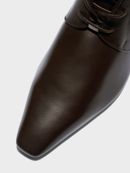 Aeyde | Elva Leather Ankle Boots Leather Ankle Boots for Women | Moka Calf | Square Toe | Low Heel | Front View