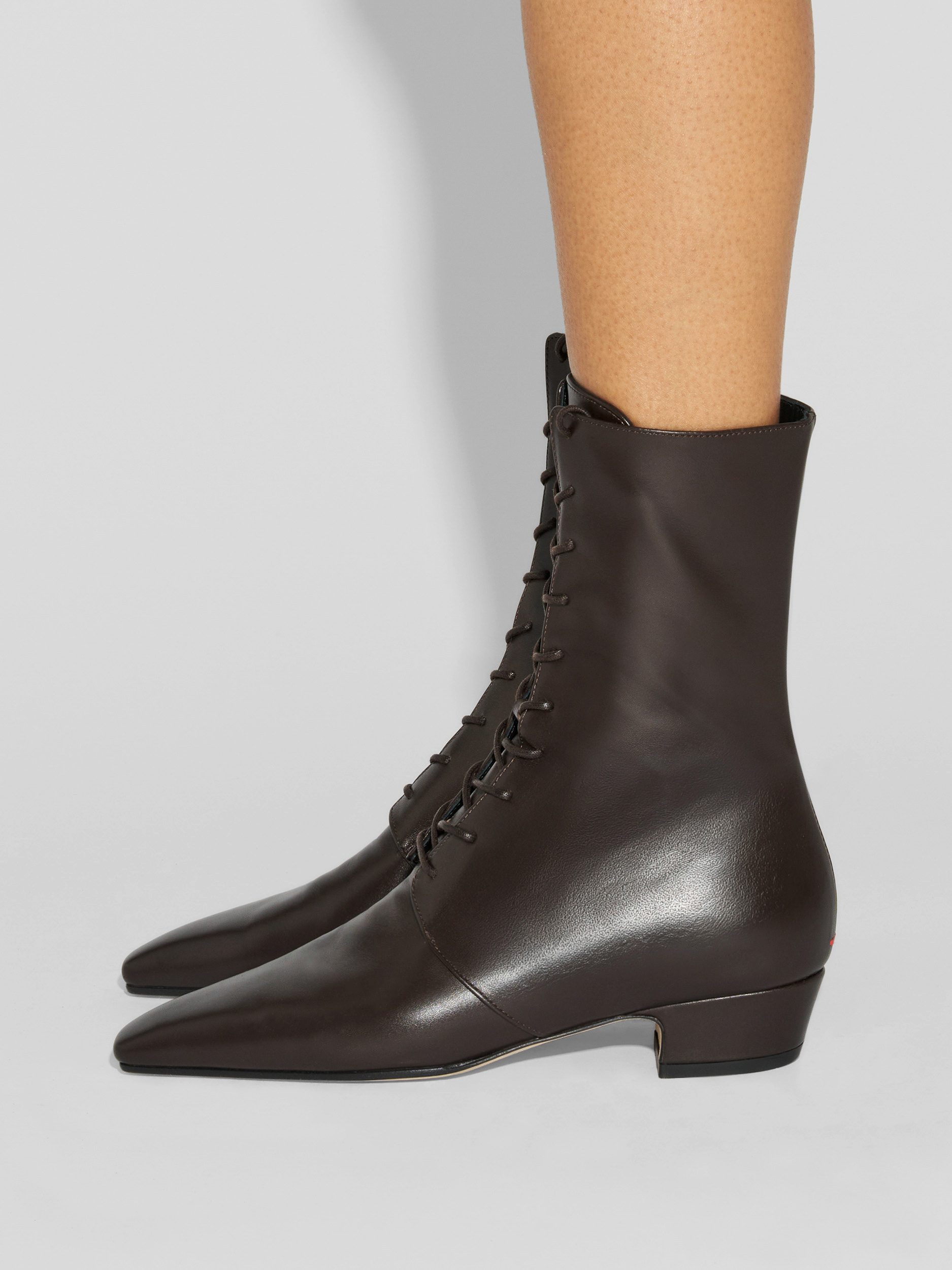 Aeyde | Elva Leather Ankle Boots Leather Ankle Boots for Women | Moka Calf | Square Toe | Low Heel | How to Style