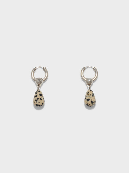 Aeyde | Elvin Diaspro Dalmata and Palladium-Plated Earrings for Women | Luxury Materials | Handmade in Italy
