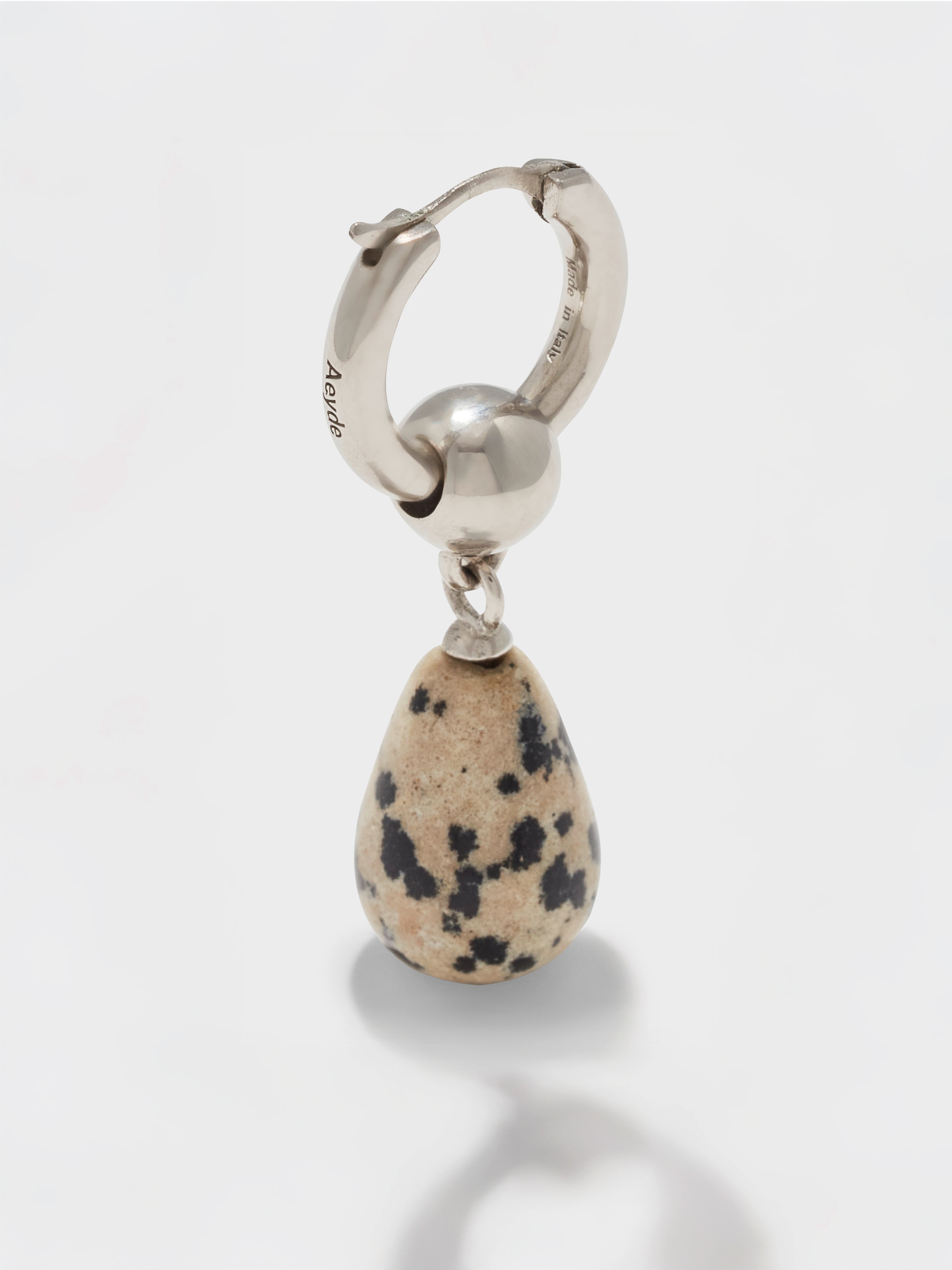 Aeyde | Elvin Diaspro Dalmata and Palladium-Plated Earrings for Women | Luxury Materials | Handmade in Italy | Material Details