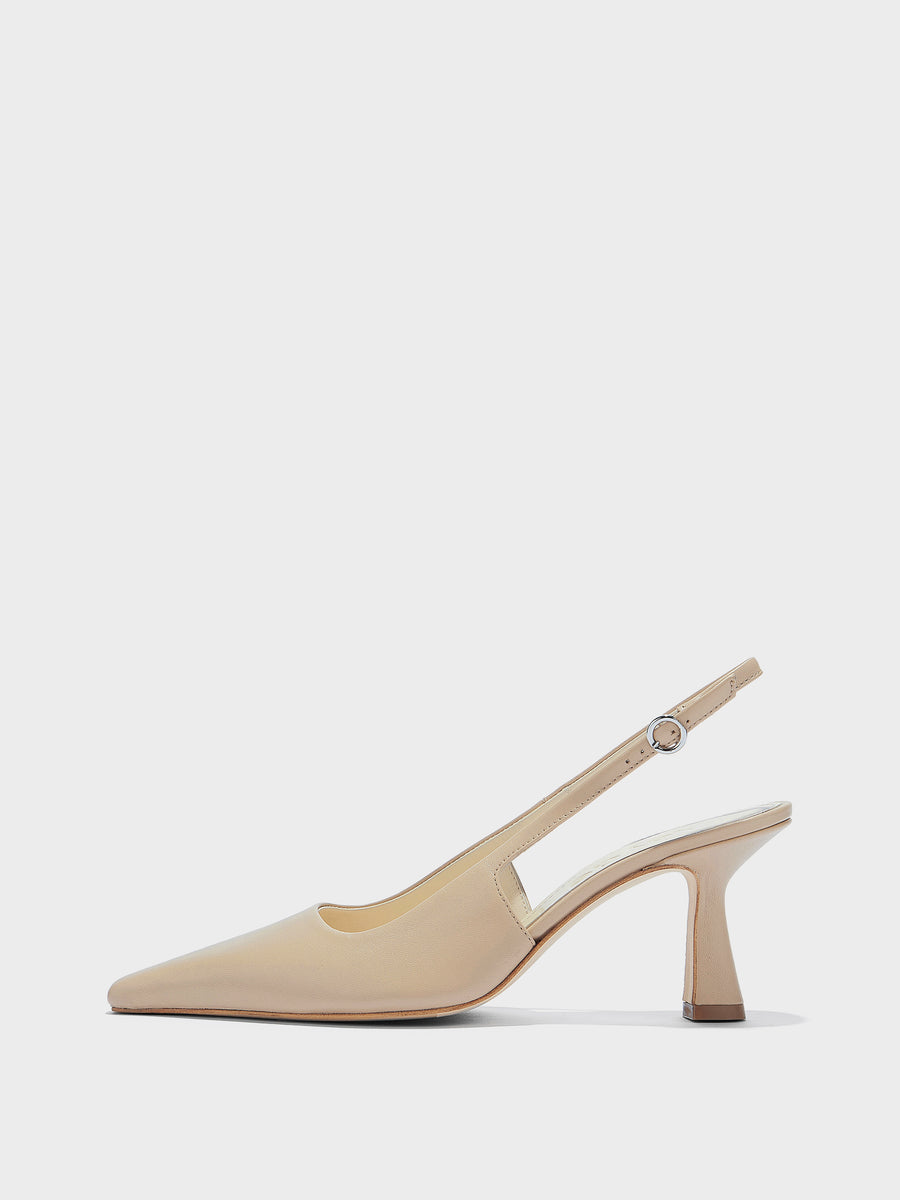 Aeyde | Fernanda Leather Pumps for Women | Sand Nappa | Pointed Toe | High Heel | Side View