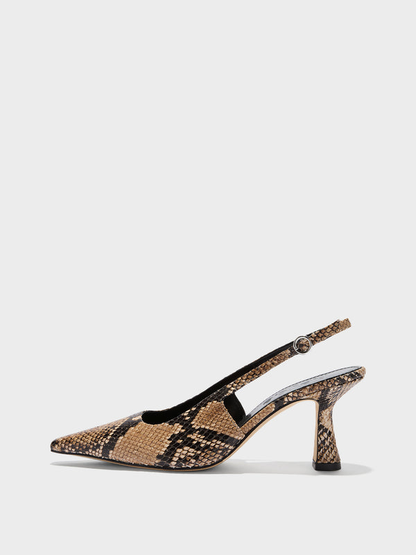 Aeyde | Fernanda Leather Pumps for Women | Hazelnut Snake | Pointed Toe | High Heel | Side View
