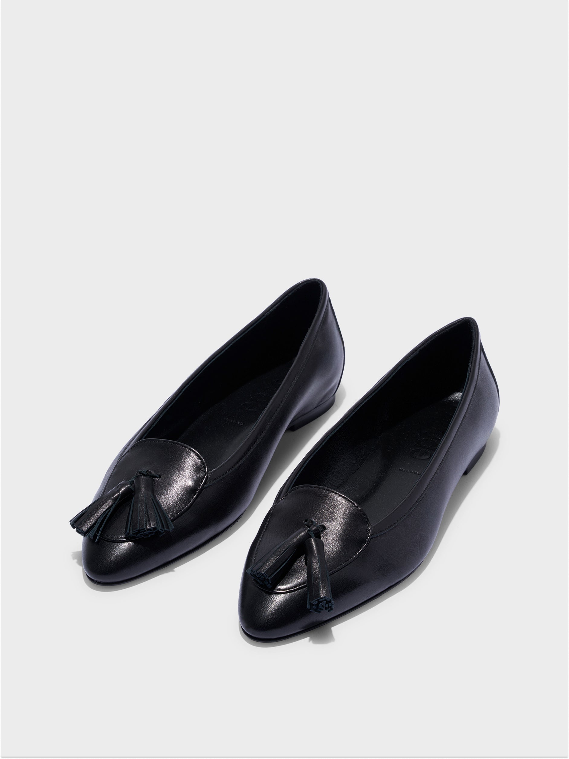 Aeyde | Floris Tassel Flats Leather Flats for Women | Black Nappa | Round Toe | Flat Heel | Luxury Materials | Handmade in Italy