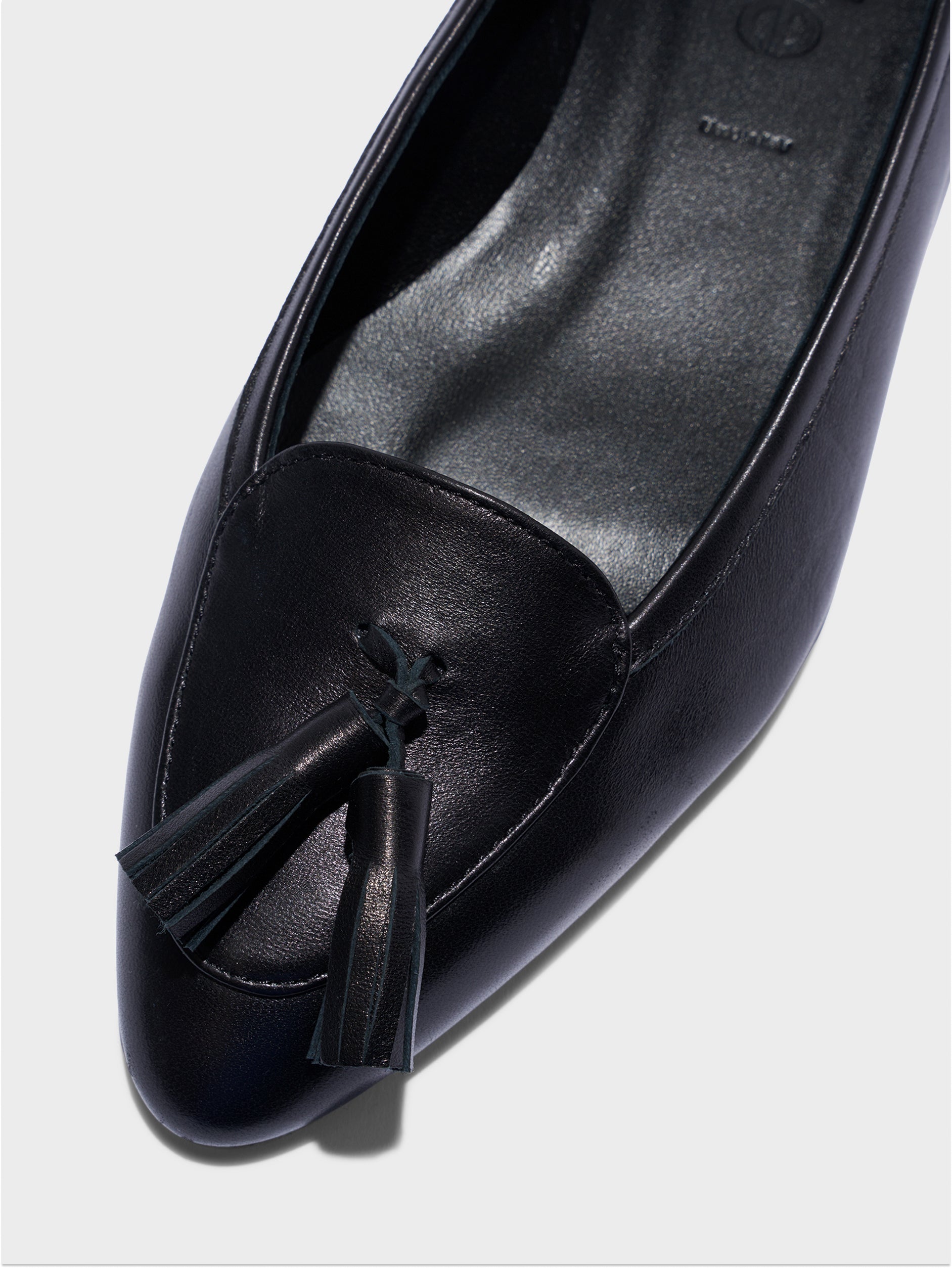 Aeyde | Floris Tassel Flats Leather Flats for Women | Black Nappa | Round Toe | Flat Heel | Heel Details