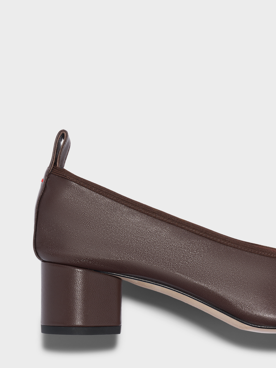 Aeyde | Gemma Leather Pumps for Women | Moka Nappa | Round Toe | Low Heel | Heel Details