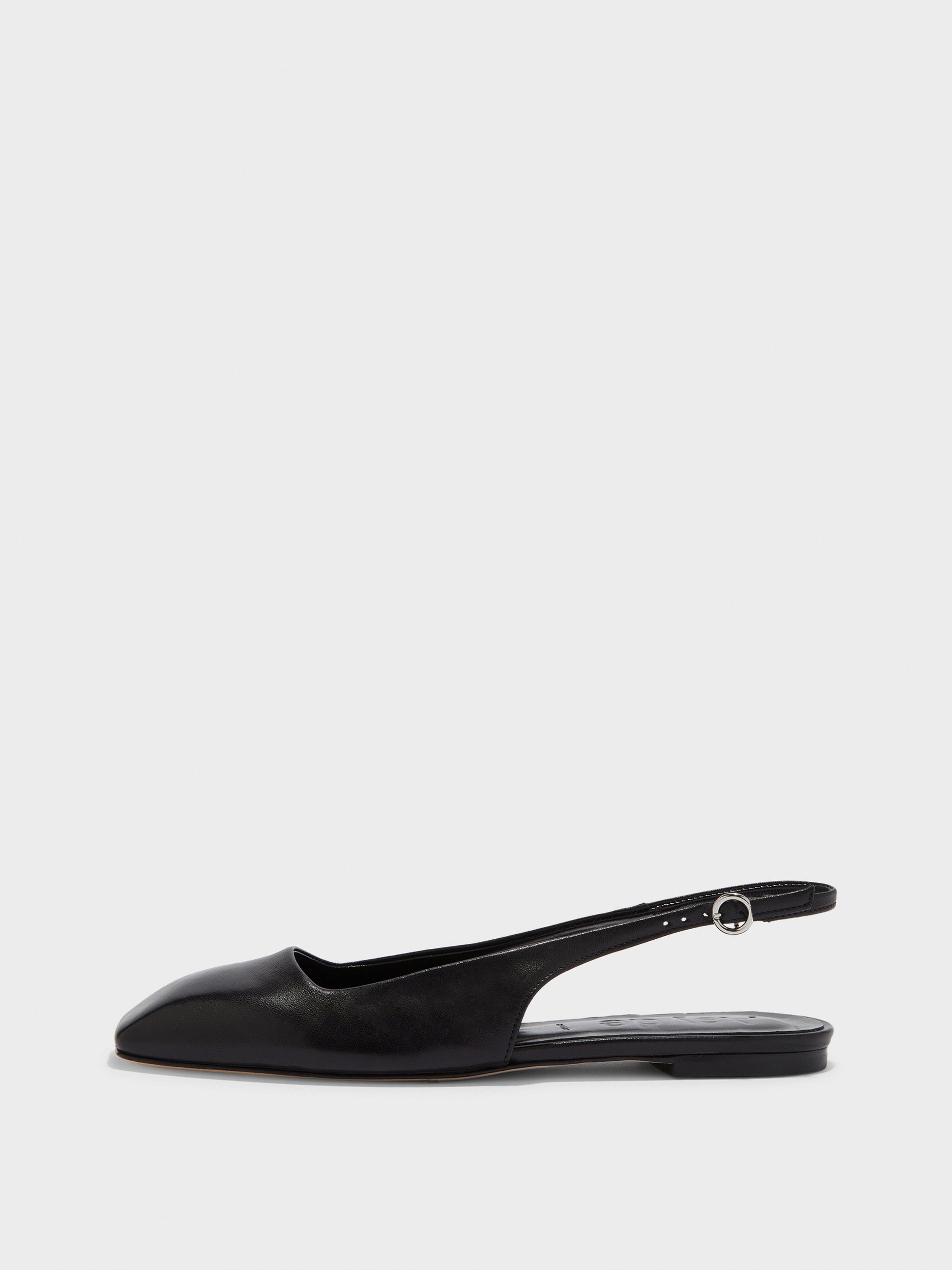 Aeyde | Geraldine Leather Flats for Women | Black Nappa | Square Toe | Flat Heel | Side View