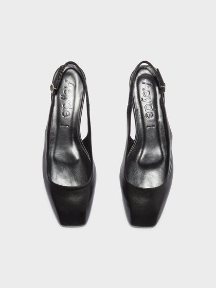 Aeyde | Geraldine Leather Flats for Women | Black Nappa | Square Toe | Flat Heel | Front View