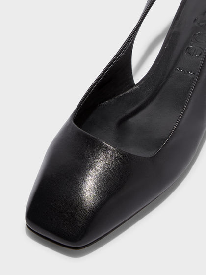 Aeyde | Geraldine Leather Flats for Women | Black Nappa | Square Toe | Flat Heel | Luxury Materials | Handmade in Italy
