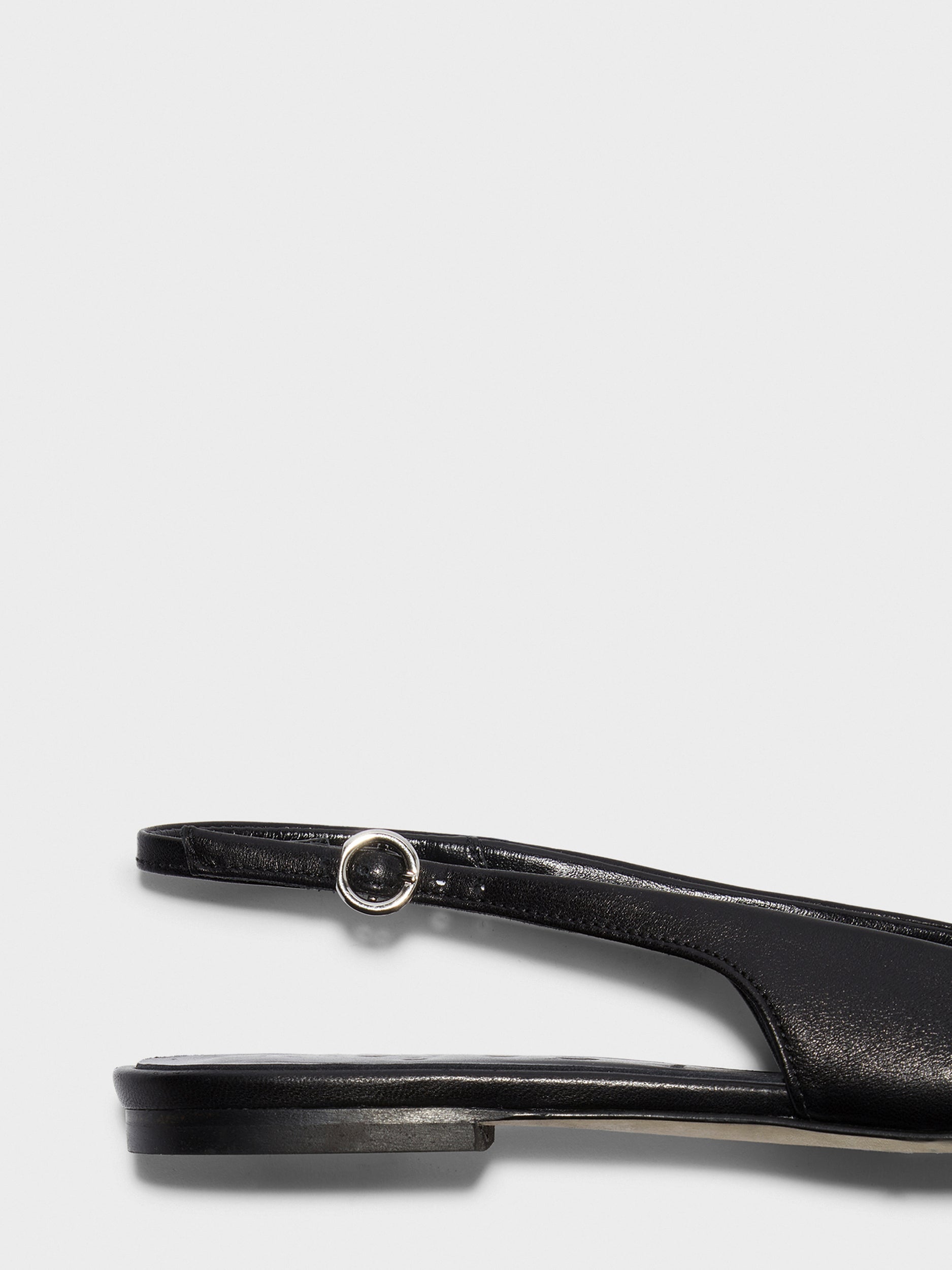 Aeyde | Geraldine Leather Flats for Women | Black Nappa | Square Toe | Flat Heel | Heel Details