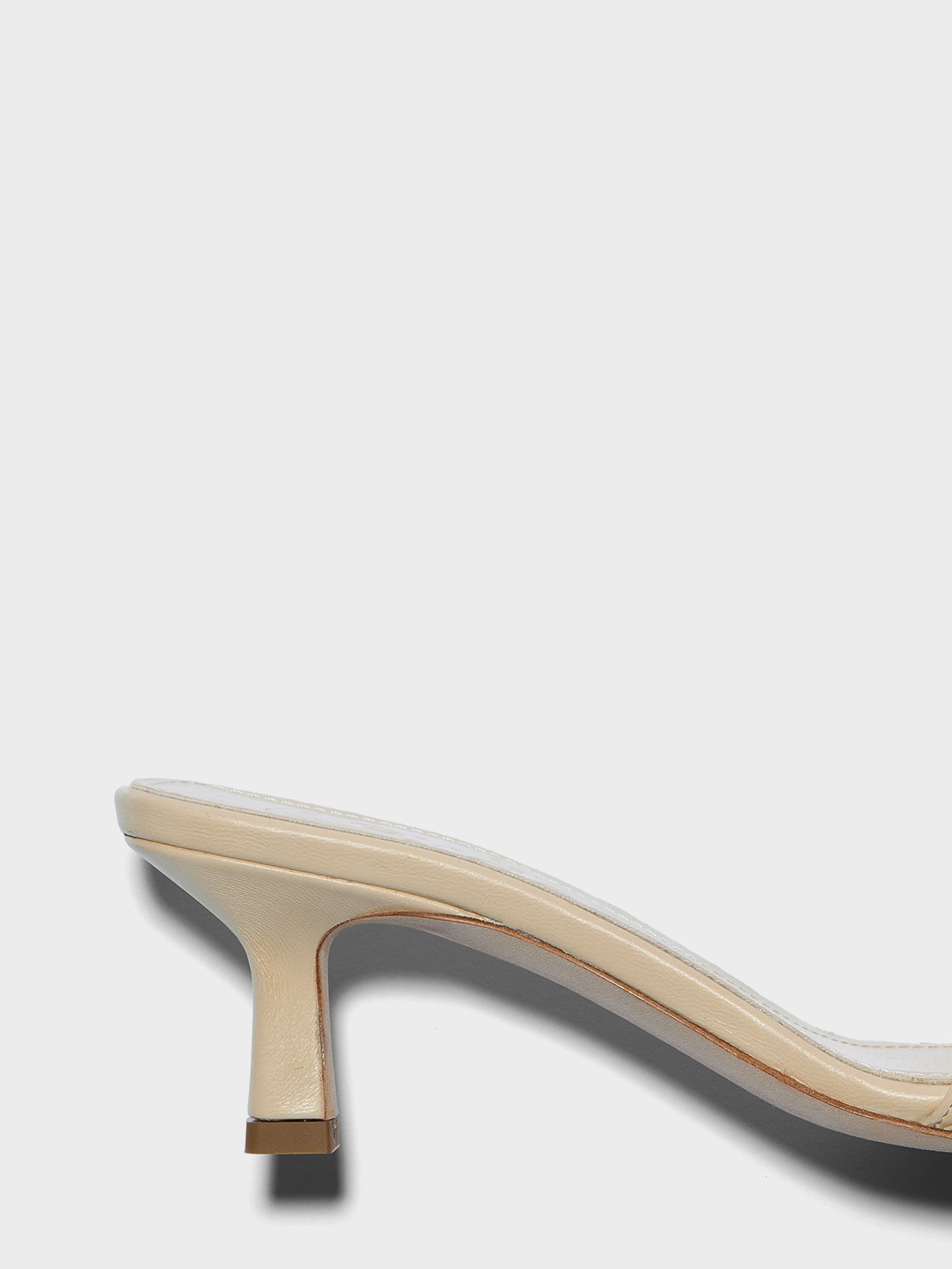 Aeyde | Gilly Leather Heeled Sandals for Women | Sand Nappa | Square Toe | Mid Heel | Heel Details
