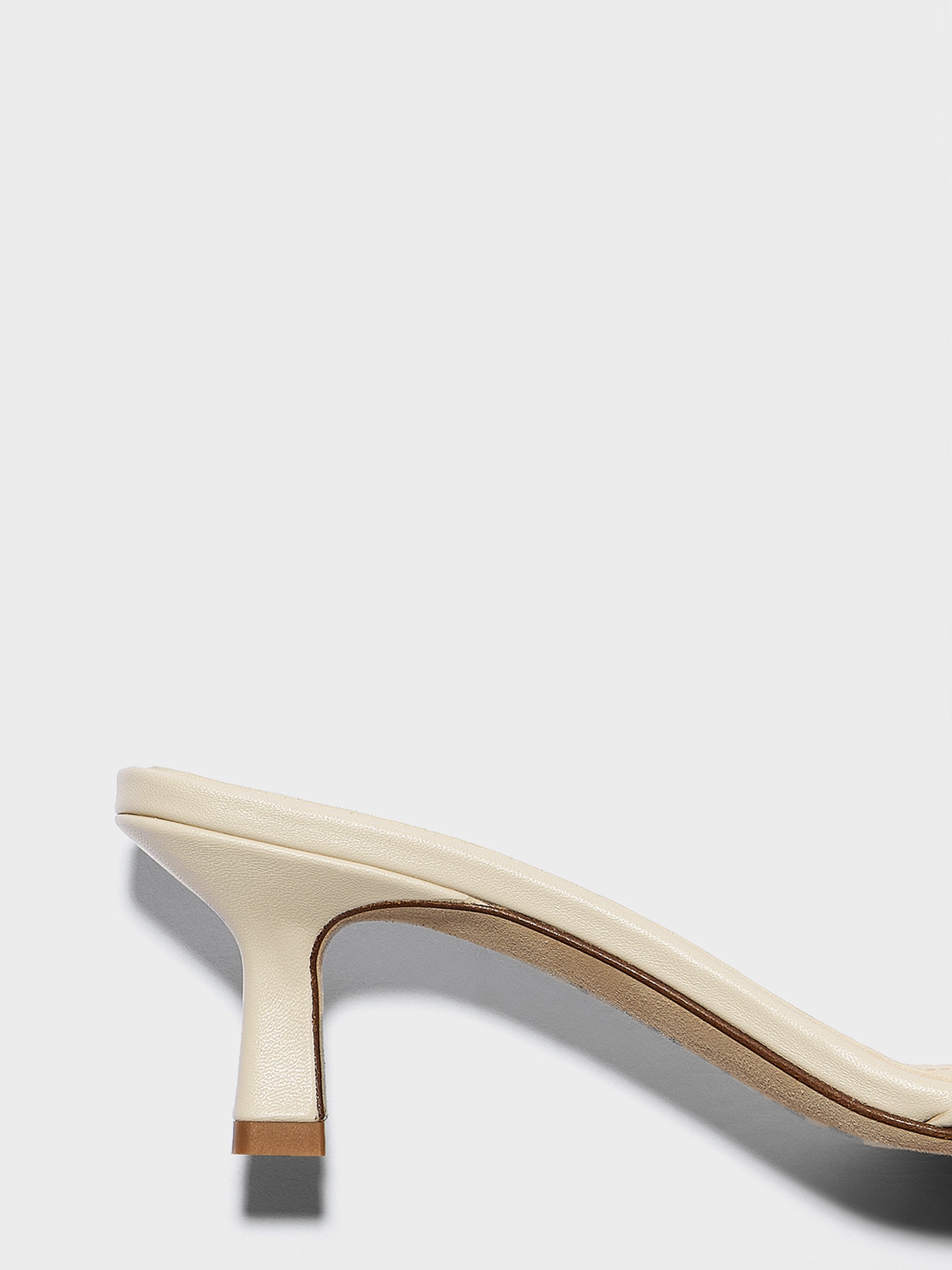 Aeyde | Gilly Leather Heeled Sandals for Women | Creamy Nappa | Square Toe | Mid Heel | Heel Details