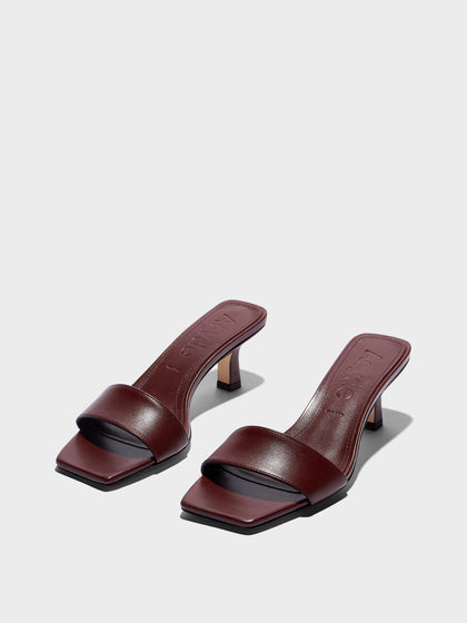Aeyde | Gilly Leather Heeled Sandals for Women | Port Nappa | Square Toe | Mid Heel | Luxury Materials | Handmade in Italy