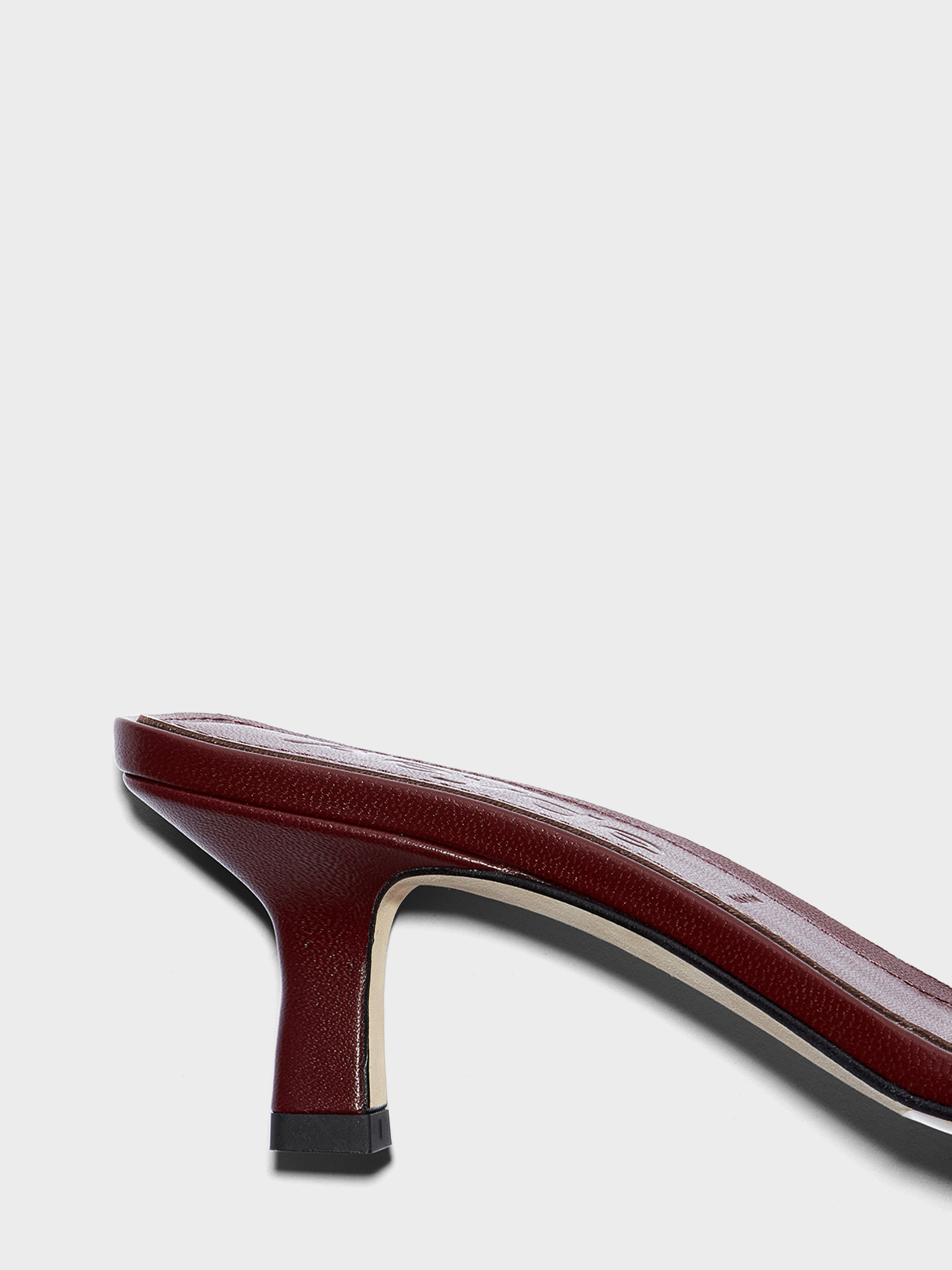 Aeyde | Gilly Leather Heeled Sandals for Women | Port Nappa | Square Toe | Mid Heel | Heel Details