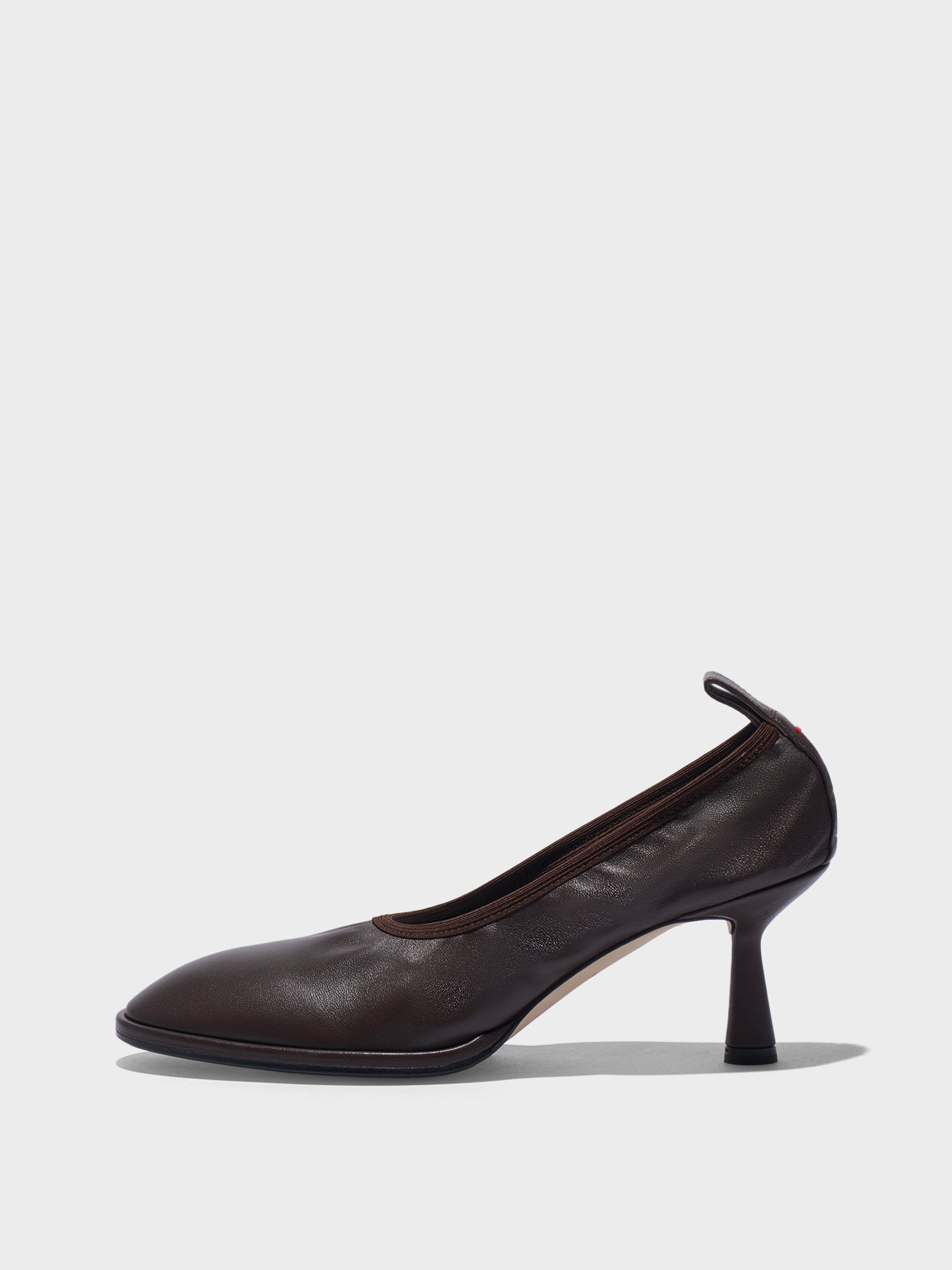 Aeyde | Giulia Stiletto Pumps Leather Pumps for Women | Moka Nappa | Round Toe | Mid Heel | Side View