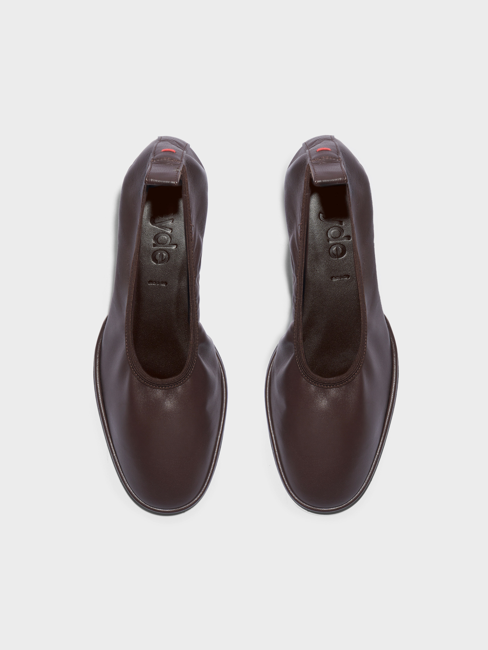 Aeyde | Giulia Stiletto Pumps Leather Pumps for Women | Moka Nappa | Round Toe | Mid Heel | Front View