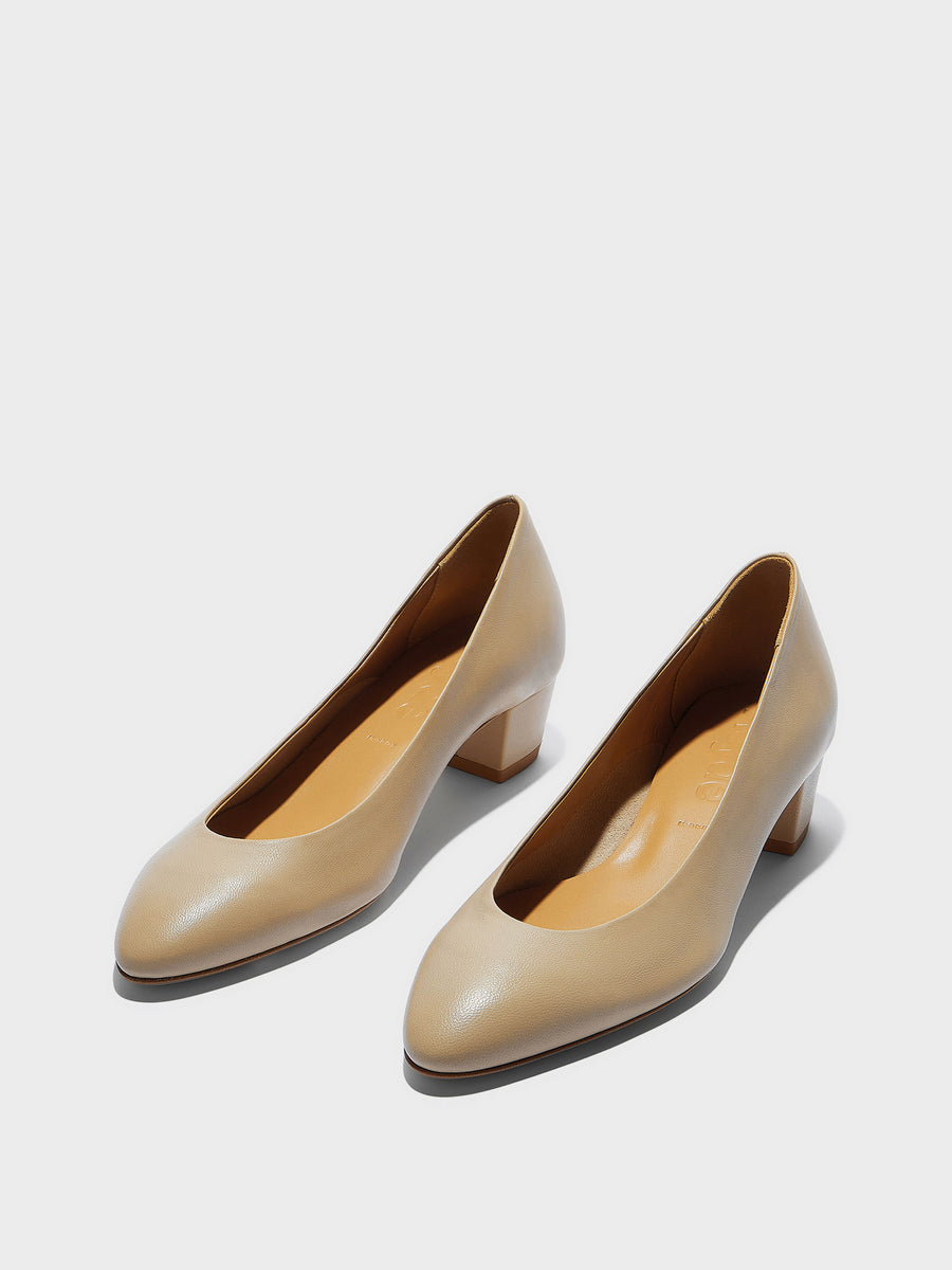 Aeyde | Helia Leather Pumps for Women | Sand Nappa |  | Low Heel | Luxury Materials | Handmade in Italy