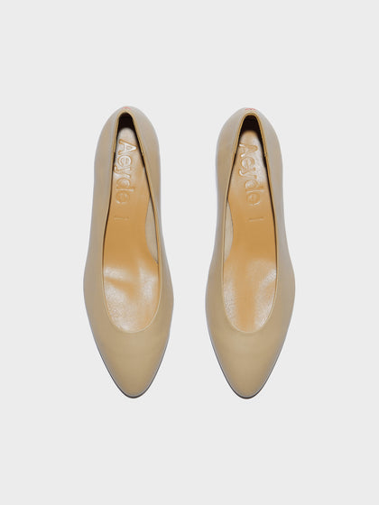 Aeyde | Helia Leather Pumps for Women | Sand Nappa |  | Low Heel | Front View