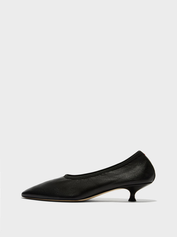 Aeyde | Hermia Leather Pumps for Women | Black Nappa |  | Mid Heel | Side View