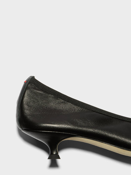Aeyde | Hermia Leather Pumps for Women | Black Nappa |  | Mid Heel | Heel Details
