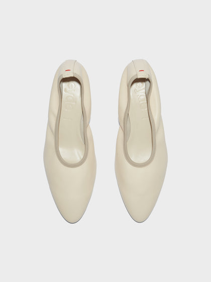Aeyde | Hermia Leather Pumps for Women | Creamy Nappa |  | Mid Heel | Front View