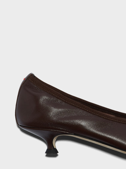 Aeyde | Hermia Leather Pumps for Women | Moka Nappa |  | Mid Heel | Front View