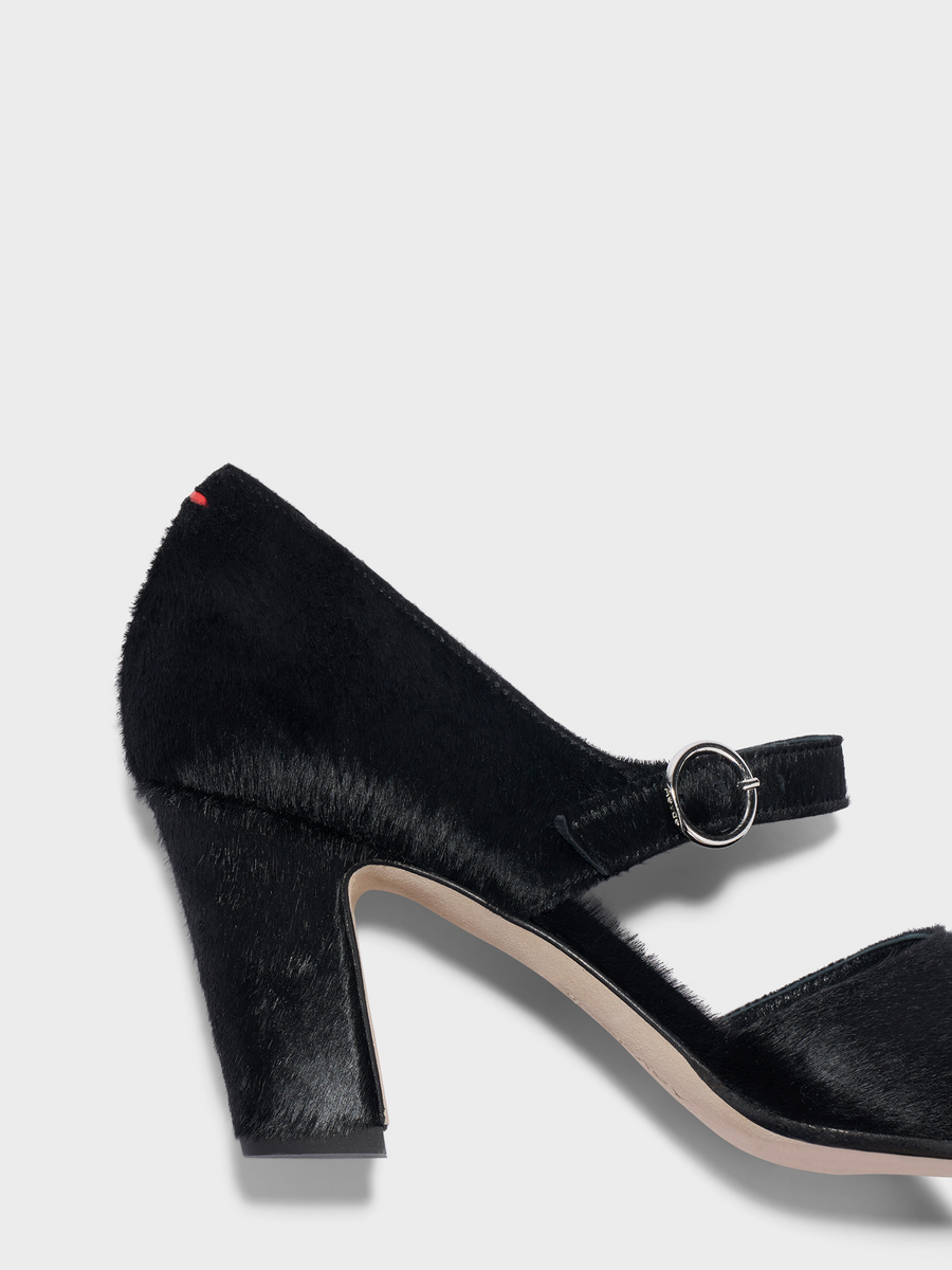 Aeyde | Isidora Pony Hair Pumps Leather Pumps for Women | Black Ponyhair | Square Toe | High Heel | Luxury Materials | Handmade in Italy