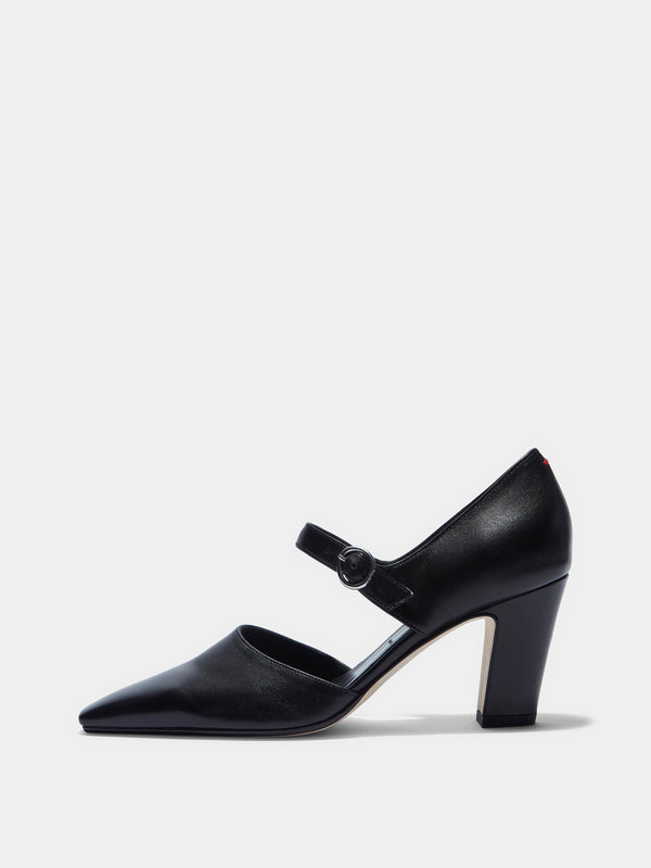 Aeyde | Isidora Leather Pumps for Women | Black Nappa | Square Toe | High Heel | Side View