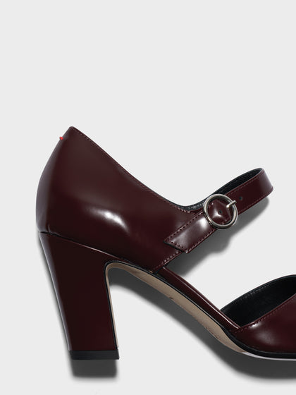 Aeyde | Isidora Mary-Jane Pumps Leather Pumps for Women | Port Polido | Square Toe | High Heel | Heel Details