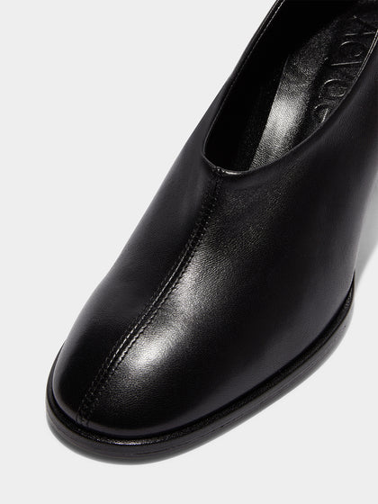 Aeyde | Izzy Leather Pumps Leather Pumps for Women | Black Nappa | Round Toe | Mid Heel | Luxury Materials | Handmade in Italy