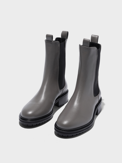 Aeyde | Jack Leather Ankle Boots Leather Ankle Boots for Women | Taupe Calf | Round Toe | Low Heel | Luxury Materials | Handmade in Italy