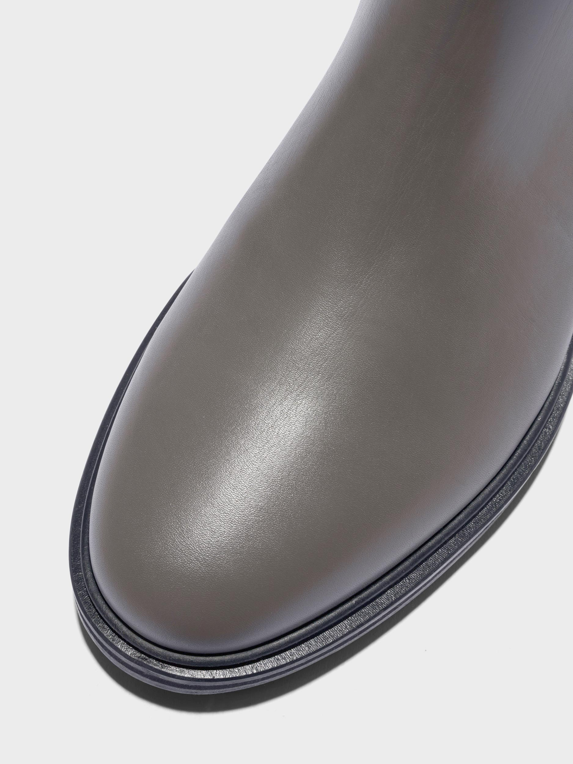 Aeyde | Jack Leather Ankle Boots Leather Ankle Boots for Women | Taupe Calf | Round Toe | Low Heel | Heel Details