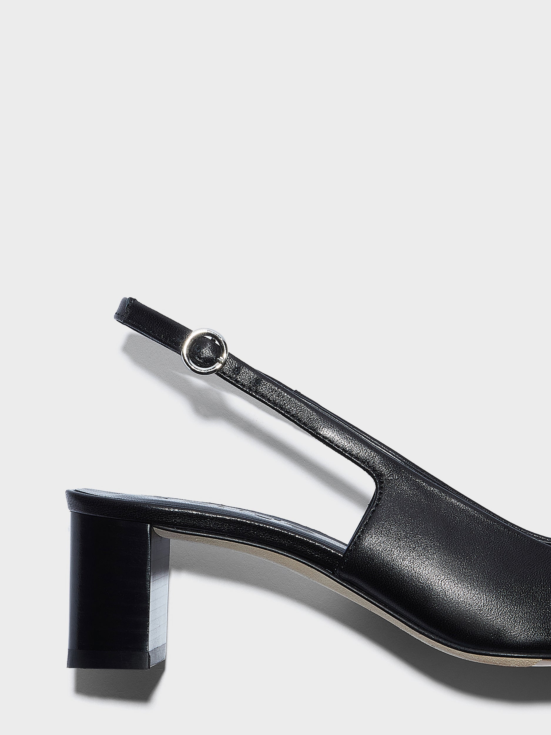 Aeyde | Jacqui Leather Pumps for Women | Black/Hazelnut Nappa/Snake | Square Toe | Low Heel | Heel Details